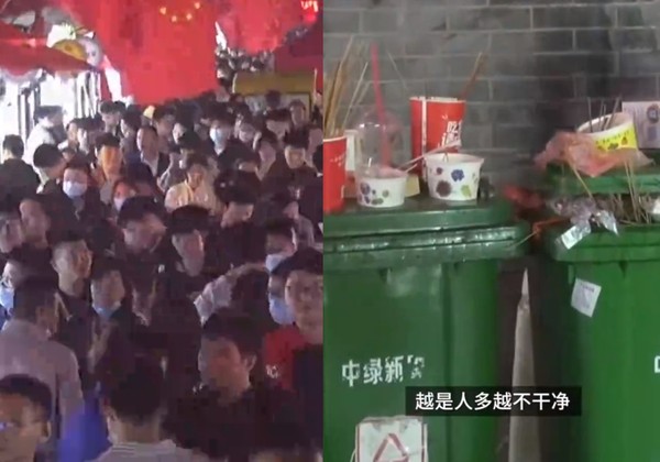 ▲洛陽網紅夜市湧入滿滿人潮。（圖／翻攝自一手video）