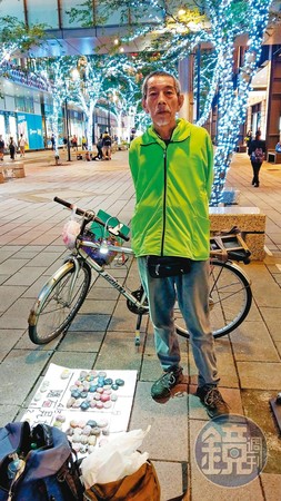 司馬中原次子吳融賁（圖）是彩繪石頭藝術家，在台北市信義區擺攤，遭黑道盯上勒索。