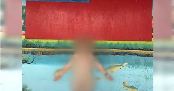 網上流傳有人在台中烏日的旭光國小舊校舍的裸拍照，警方已介入查辦。（圖／翻攝畫面）