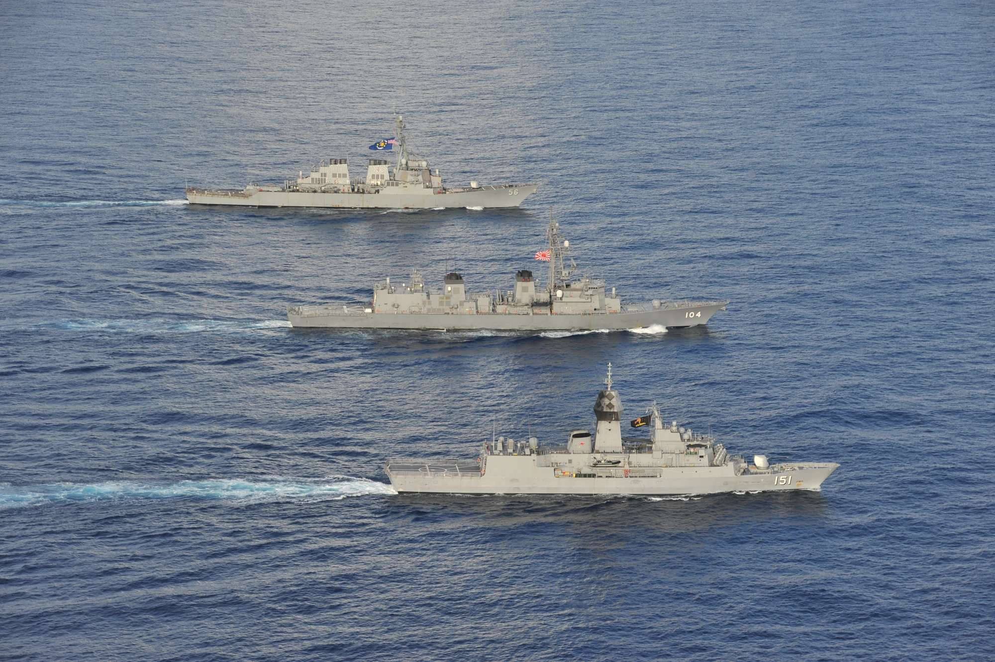 ▲▼美日澳軍艦於19日在南海軍演，為2020年第5度。（圖／翻攝自臉書「U.S. Pacific Fleet」）