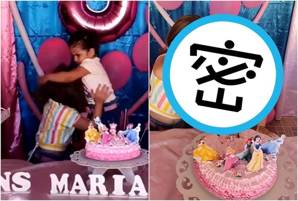 巴西一對小姊妹日前在生日派對上發生的超戲劇化互動，引發許多網友轉發。（翻攝自YouTube／Instagram）