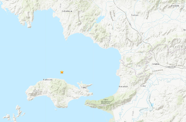 ▲▼4.8地震再襲土耳其西部。（圖／翻攝自USGS）