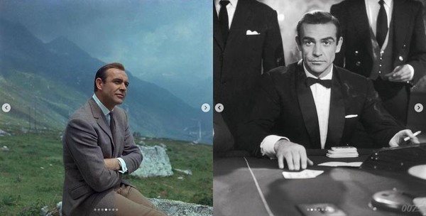 史恩康納萊以演出007情報員走紅，也奠定了他的知名度，但他從少年時期就有前額禿的困擾，也加深了他轉型的決心。（翻攝自007官方Instagram）