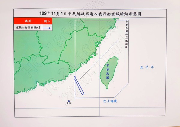 ▲▼運8技術偵察機11/1進入我西南空域。（圖／國防部提供）