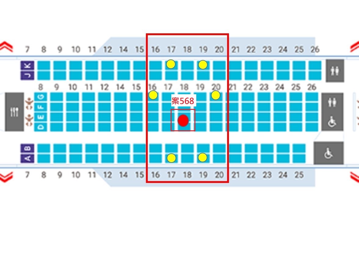 ▲▼案565至568機上座位圖。（圖／指揮中心提供）