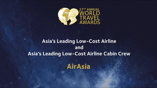 ▲▼AirAsia再獲2020年世界旅遊大獎　連8年得亞洲領先低成本航空。（圖／AirAsia提供）