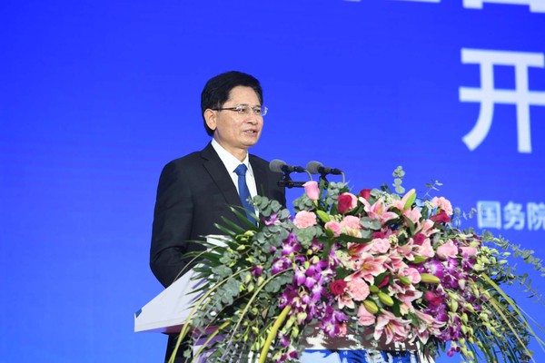 ▲廣西壯族自治區代主席藍天立於第16屆桂台會開幕式致詞。（圖／與會者提供）