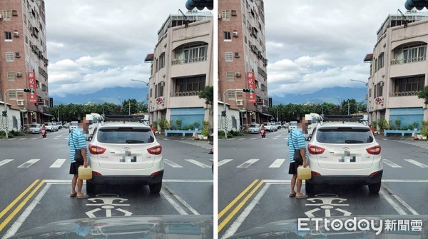 ▲駕駛車輛停路中加油。（圖／記者楊漢聲翻攝）