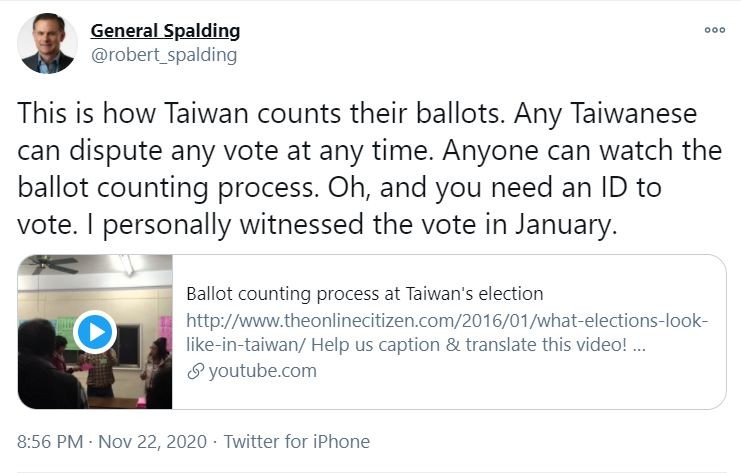 ▲▼ 華府戰略專家PO台灣選舉 。（圖／翻攝自推特）