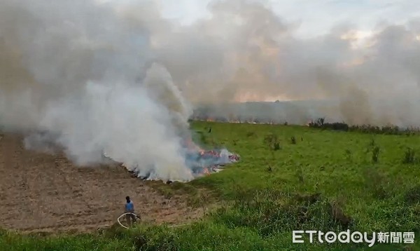 ▲近來台南市發生數起燃燒雜草案件，不僅其造成下風處空氣惡化，並延燒鄰近果園及農作物，甚至車輛，所幸並未造成傷亡，造成消防人員疲於奔命。（圖／記者林悅翻攝，下同）