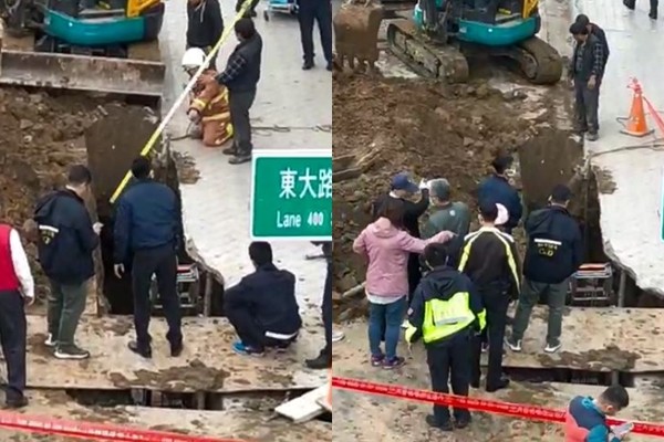 ▲新竹一名工人7日於東大路二段一處工地遭土石掩埋。（圖／翻攝臉書社團「新竹爆料公社」）