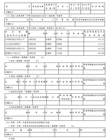 ▲▼丁怡銘財產申報。（圖／翻攝自監察院網站）