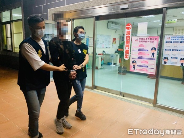▲台南市警四分局緝獲涉嫌對空鳴槍示威的何姓男子到案。（圖／記者林悅翻攝）