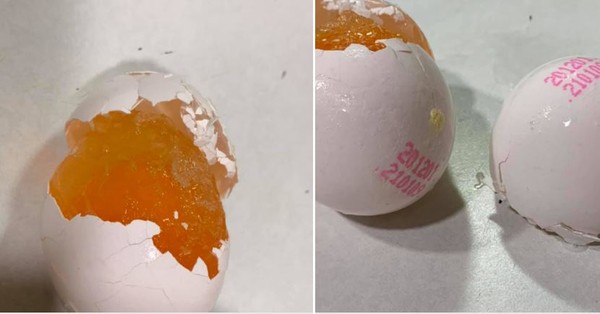 ▲雞蛋內部變成固體凍狀。（圖／翻攝自Costco好市多商品經驗老實說）