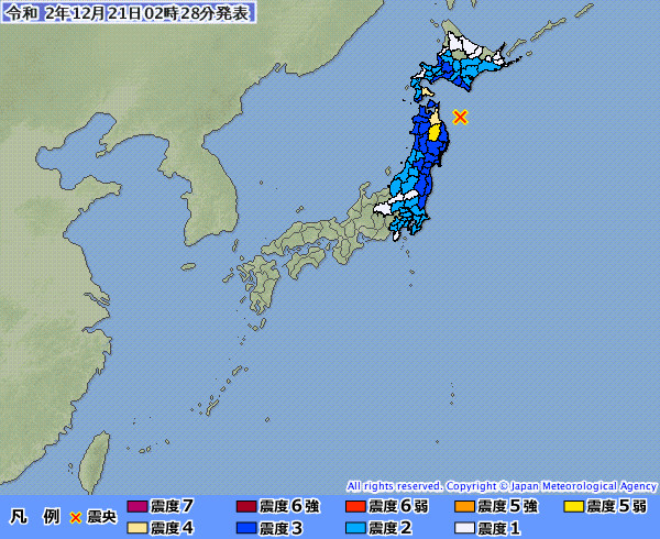 ▲▼日本青森半夜6.3極淺層強震！5弱劇烈搖晃　警報狂響。（圖／翻攝日本氣象廳）