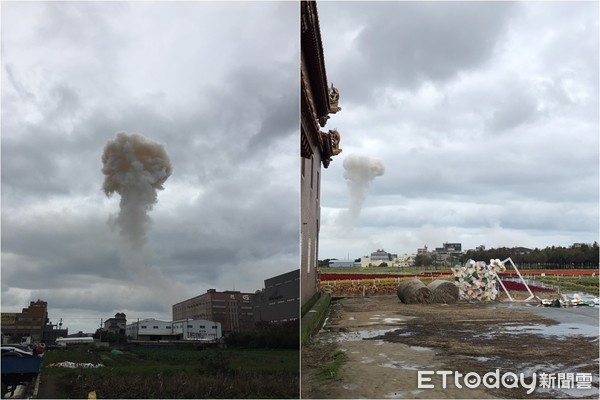 ▲▼旭富爆炸，冒出黃色濃煙。（圖／市議員劉勝全提供）