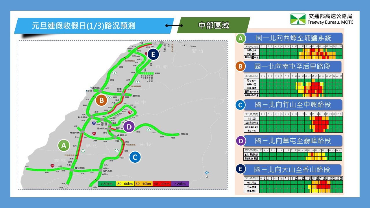 ▲▼元旦連假國道路況預報圖。（圖／高公局提供）