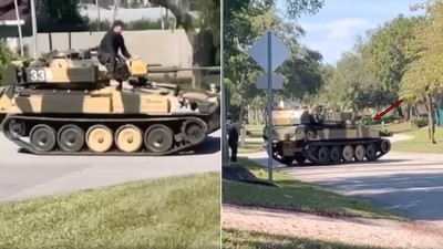 坦克車開出來！土豪開「彎刀裝甲車」炫富遊街　被佛州軍方關切：只是收藏用