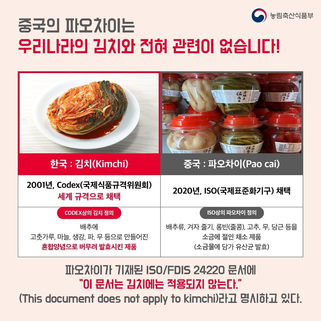 ▲▼南韓政府解釋中式泡菜與韓式泡菜不同之處。（圖／翻攝自農林畜產食品部官網）