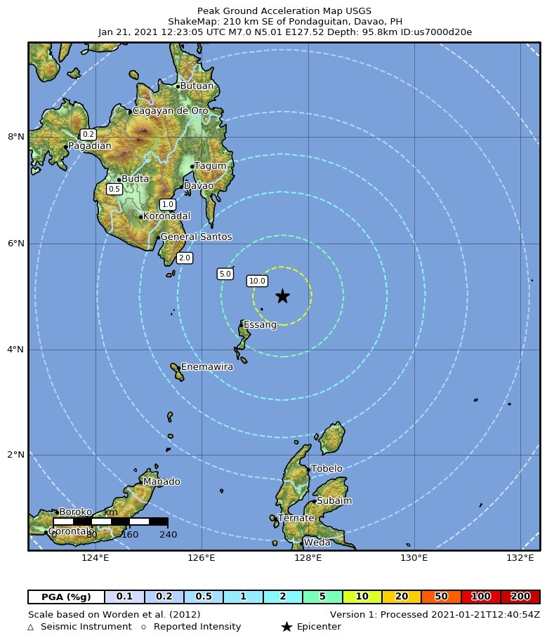 ▲▼環太平洋大地震！印尼20:23突發生7.0強震　未海嘯警報。（圖／翻攝USGS、NOAA）