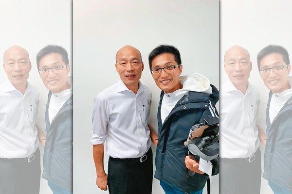 陳品宏（右）因拍影片挺韓國瑜（左），獲粉絲贊助超過230萬元。（翻攝陳品宏臉書）