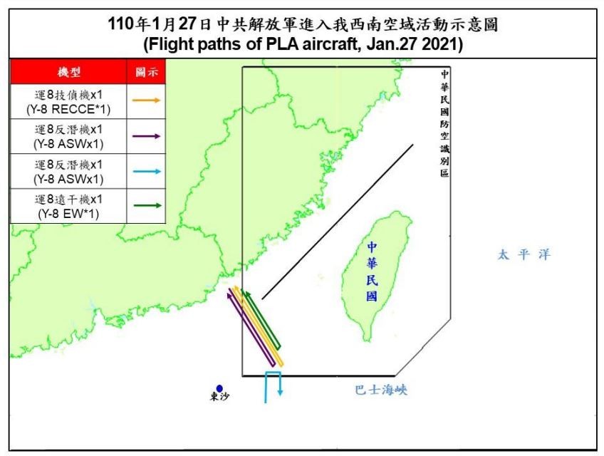 ▲▼共機27日進入我西南空域。（圖／國防部提供）