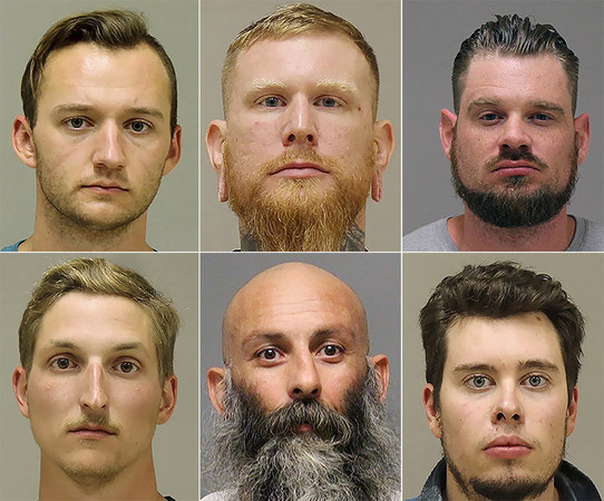 ▲被控密謀綁架密西根州長惠特默的6名嫌犯。右下角一人是已經認罪的蓋賓。(圖／達志影像／美聯社）