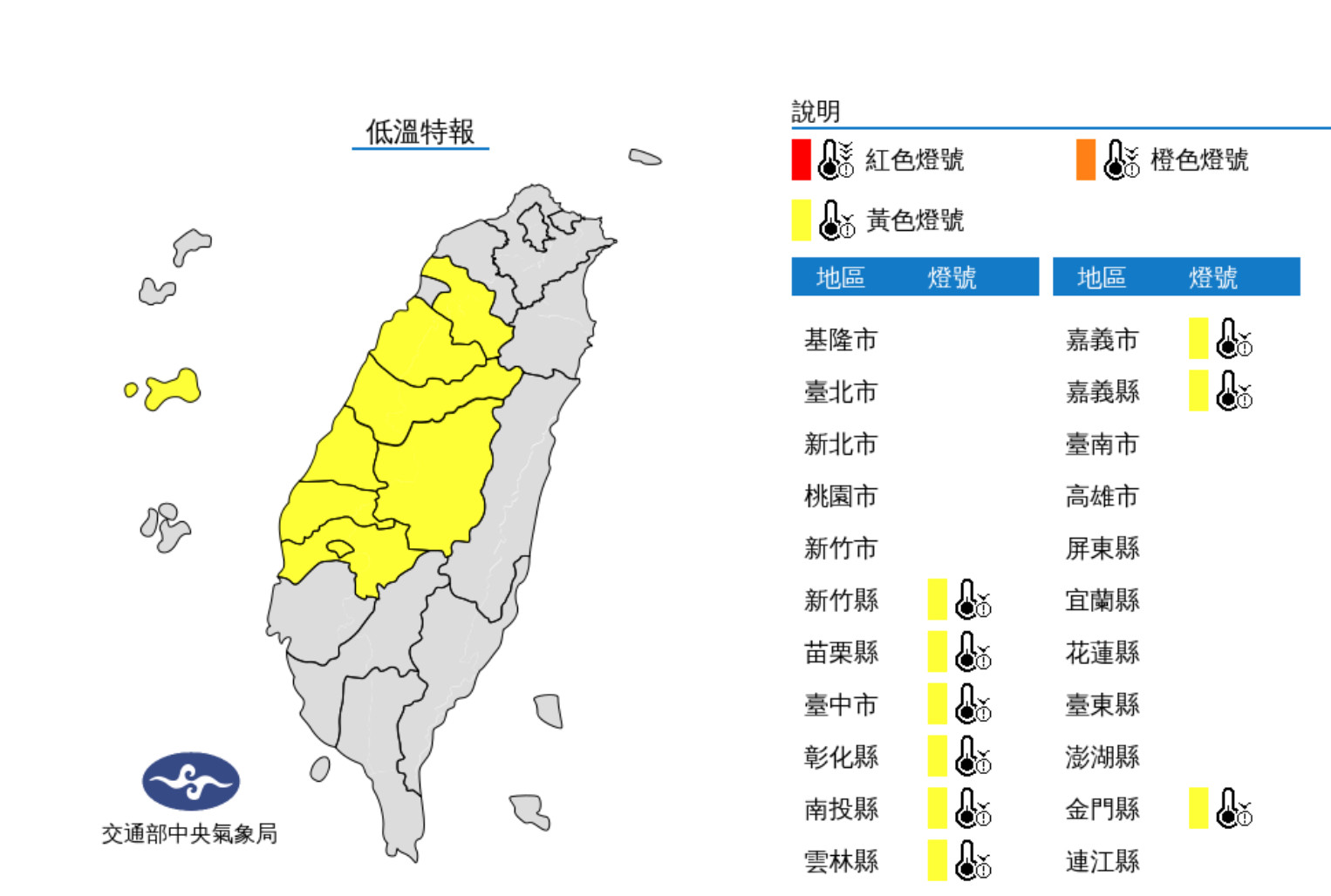 ▲氣象局發布低溫特報。（圖／氣象局）