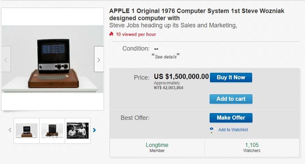 ▲▼首批50台之一的Apple 1出現在eBay拍賣網站，且還能開機使用。（圖／翻攝自eBay拍賣）