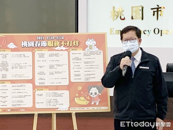 ▲桃園市長鄭文燦3日在市政會議上宣布，春節期間包括醫療食安等八大服務不打烊措施，陪伴市民過好年。（圖／記者沈繼昌攝）