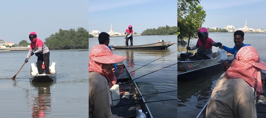 ▲▼泰國外送員划船送餐。（圖／翻攝臉書）