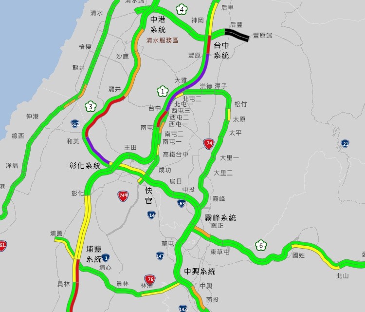 ▲▼國道塞車（圖／高公局即時路況）