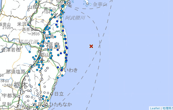 ▲▼2021/02/15日本福島外海5.3地震。（圖／日本氣象廳）