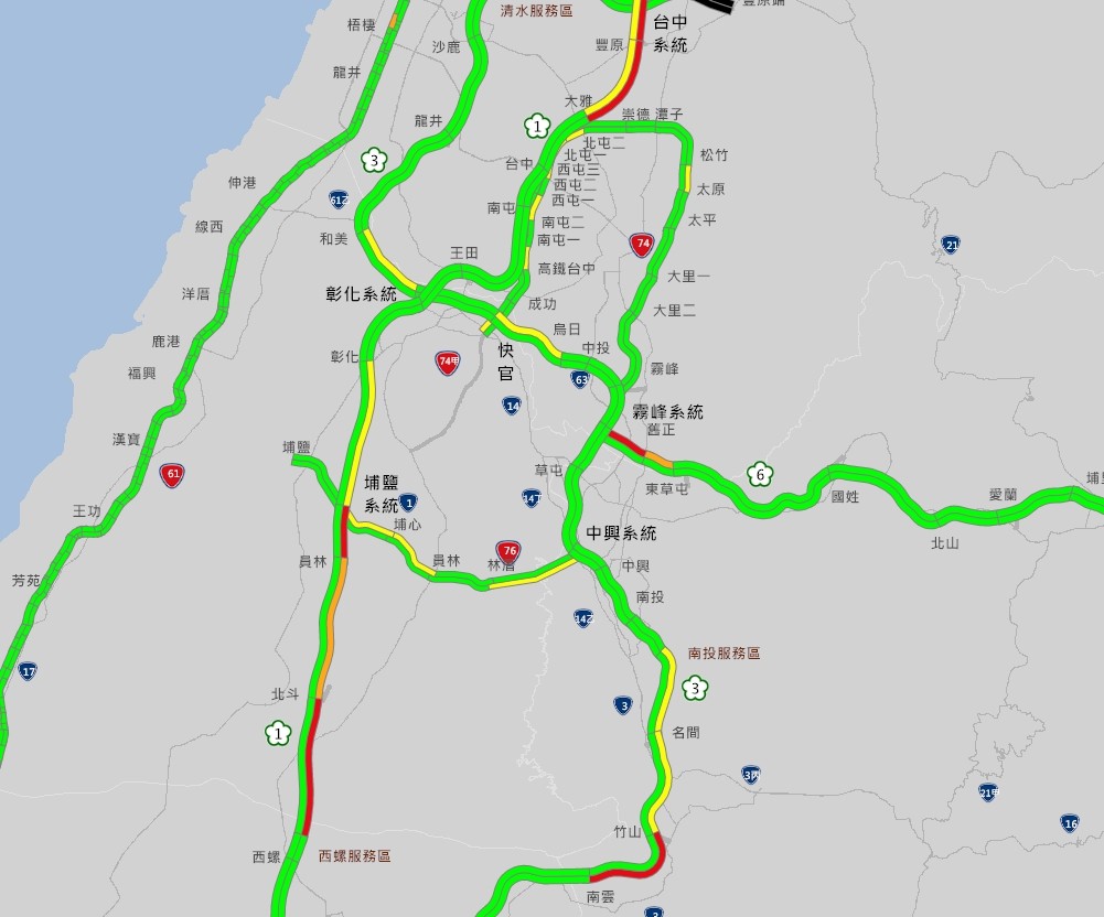 ▲▼塞車。（圖／高公局即時路況）