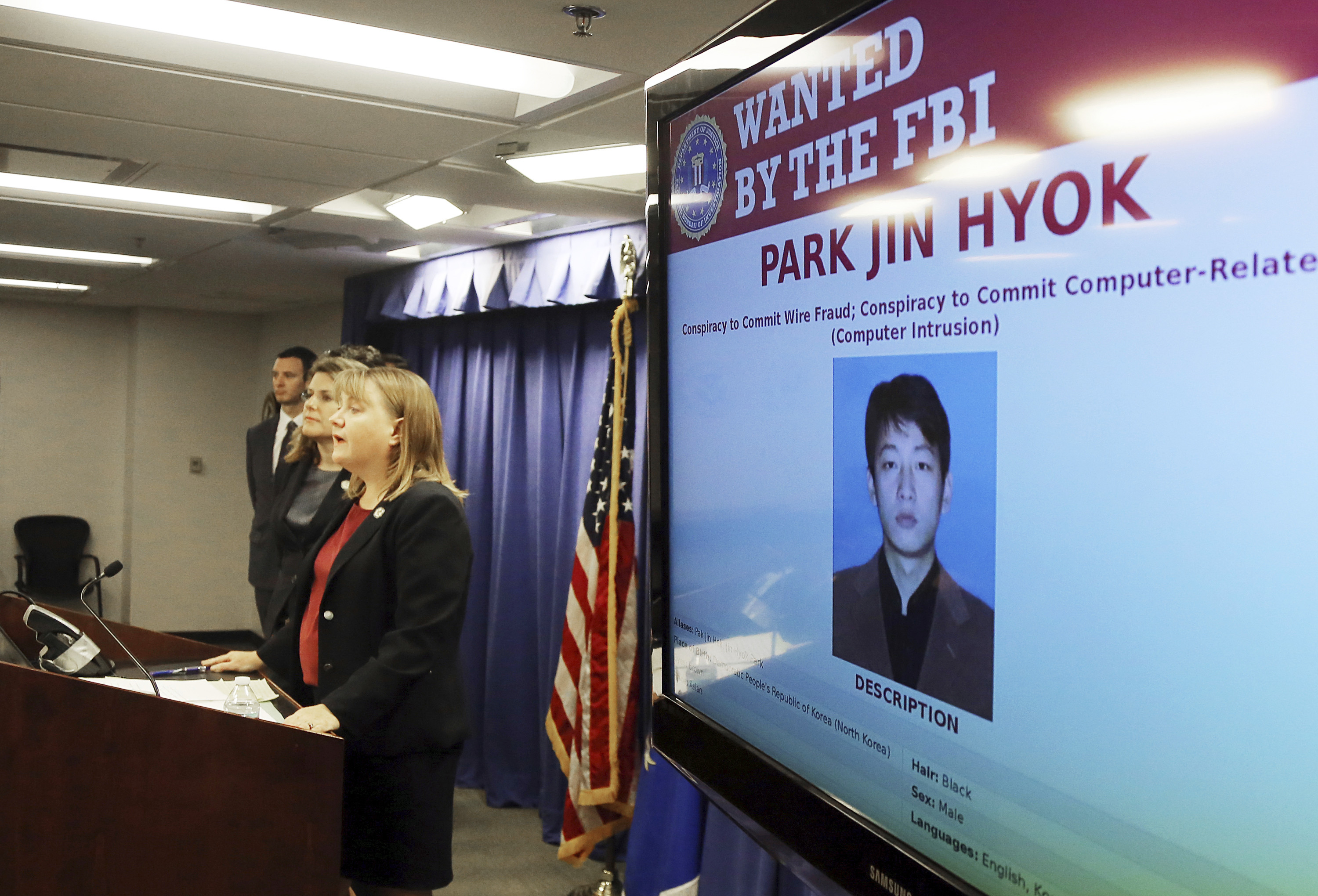 ▲▼31歲的張成赫（暫譯，Jon Chang Hyok）、27歲的金日（暫譯，Kim Il）以及36歲的樸鎮赫（暫譯，Park Jin Hyok），被美國司法部指控發起大規模駭客攻擊。（圖／達志影像／美聯社）