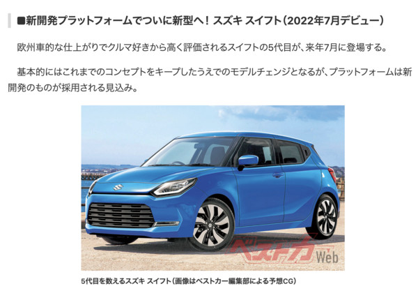 ▲日媒預測下一代Suzuki Swift將在2022亮相。（圖／翻攝自Best Car）
