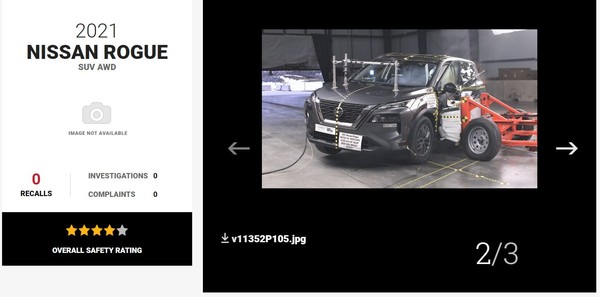 Nissan X-Trail副駕駛座安全評價只有兩顆星！原廠：已在著手改良（圖／翻攝自NHTSA）