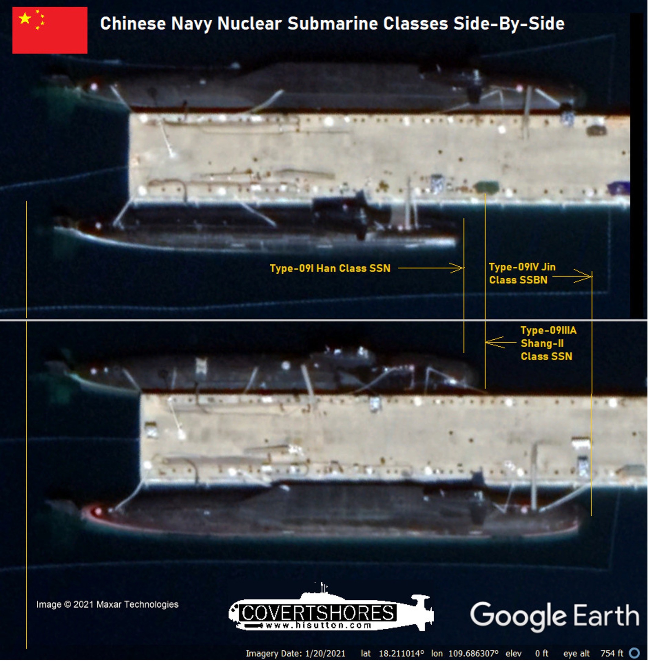 核潛艦,衛星圖像,南海戰略態勢感知,P-8A,台灣海峽,潛艦,嚇阻,戰略型彈道飛彈潛艦,海南島,三亞基地