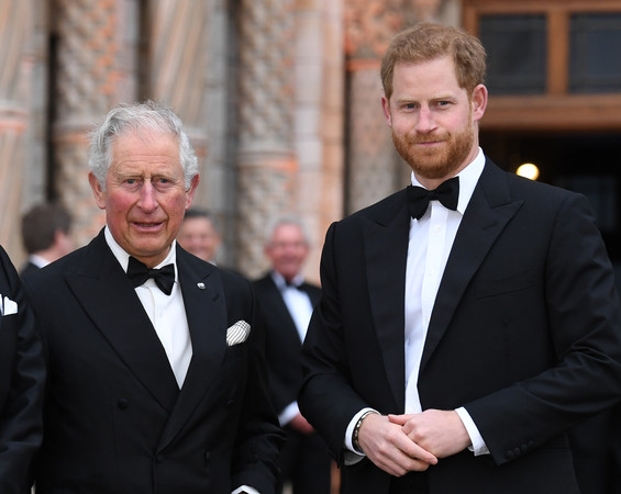 ▲▼ 英國威爾斯親王查爾斯王儲及兒子薩塞克斯公爵哈利王子於2019年4月合影。（圖／達志影像）
