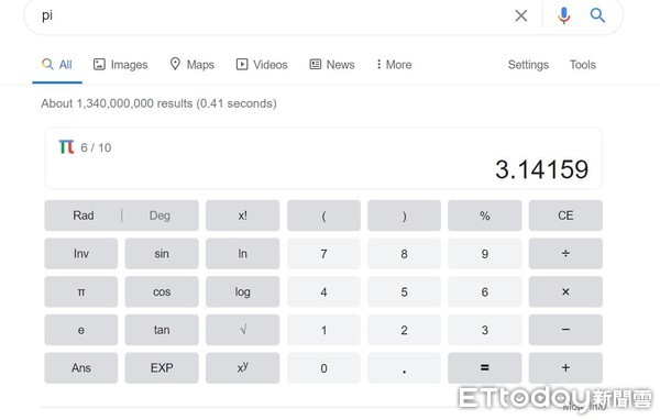 ▲慶祝&pi;日，Google推隱藏小遊戲。（圖／擷取自Google網頁）