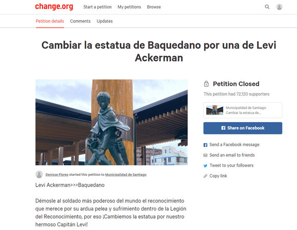 智利人民請願建《進擊》兵長銅像