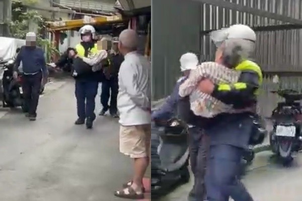 ▲▼8旬嬤跌倒！暖警「霸氣公主抱」走百米送她回家　網狂讚：好帥。（圖／翻攝臉書社團「我是板橋人我愛板橋區」）