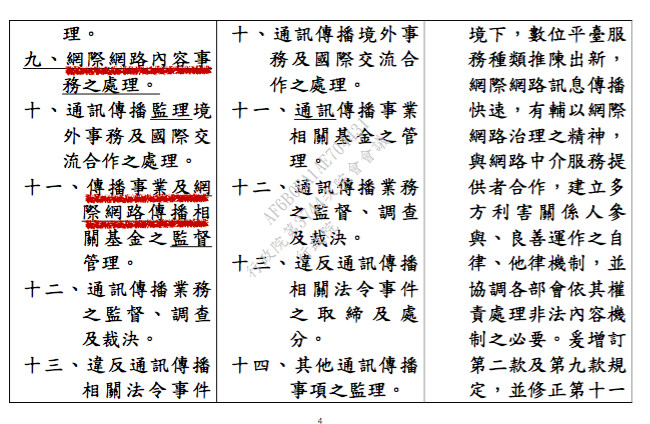 ▲▼ 行政院核定「國家通訊傳播委員會組織法」修正版，將網際網路內容監理重責明訂主管機關為NCC。（圖／翻攝行政院資料）