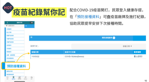 ▲▼健康存摺新增新冠疫苗注射紀錄。（圖／健保署提供）
