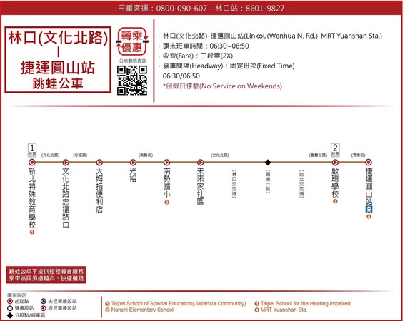 ▲新北林口到台北通勤通學 平日尖峰再增兩班次跳蛙公車。（圖／新北市交通局提供）