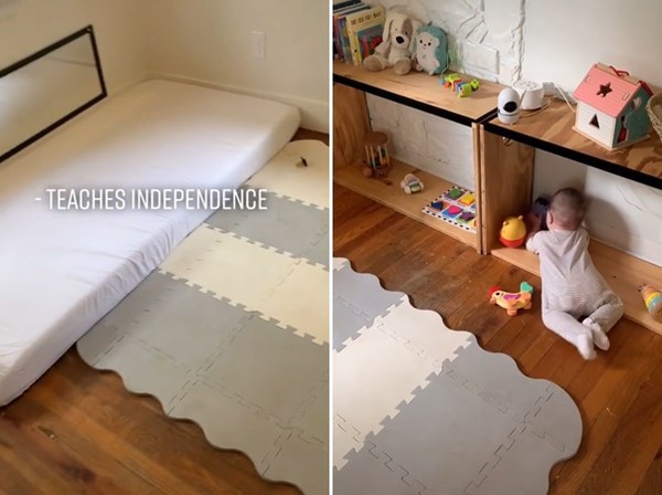▲外國一名母親讓8個月大女兒睡在地板床墊上。（圖／翻攝TikTok@trujillomentalhealth）