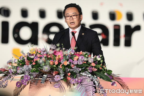 ▲台灣虎航A320neo新機發表會，虎航董事長陳漢銘致詞。（圖／記者林敬旻攝）