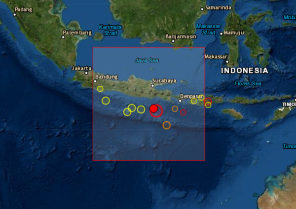 ▲▼印尼爪哇島發生規模6.8地震。（圖／EMSC）
