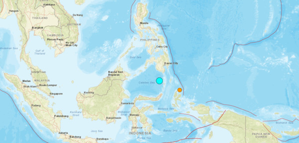 ▲▼菲律賓南方海域發生地震。（圖／取自（圖取自美國地質調查所網頁earthquake.usgs.gov））