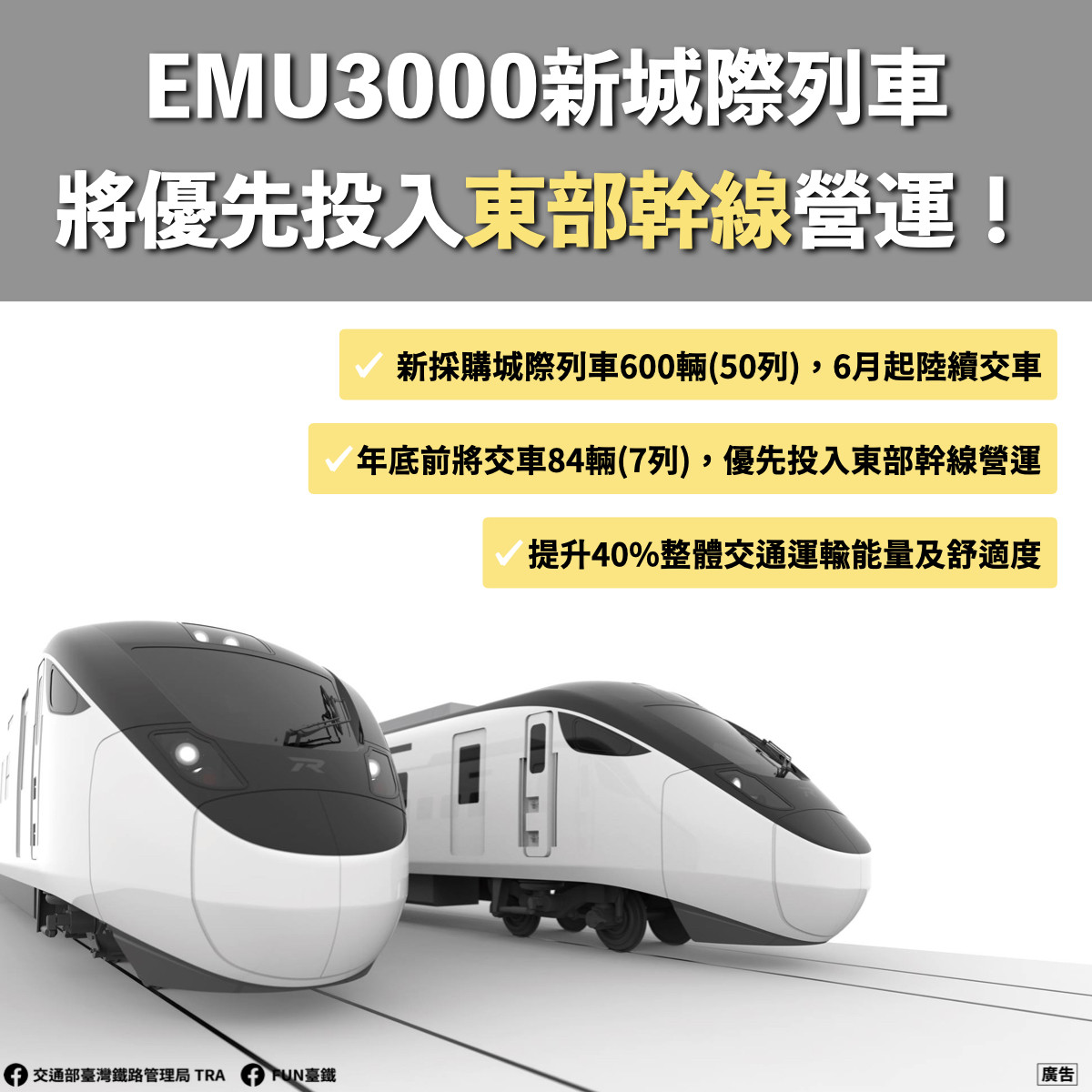 ▲▼台鐵EMU3000型新城際列車。（圖／台鐵提供）